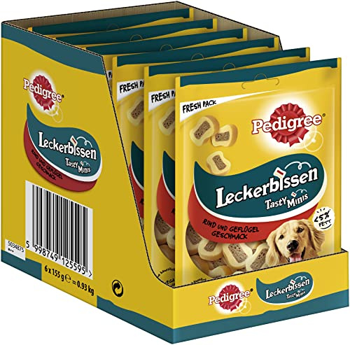 Pedigree Friandises à mâcher - Petites collations pour Chien avec bœuf - Idéal pour l'entraînement ou pour Les Moments intermédiaires - Lot de 6 x 155 g