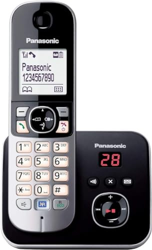 Panasonic KX-TG6821 - Telefon (DECT-Telefon, Lautsprecher, 120 Eingänge, Anrufer-ID, Kurznachrichtendienste (SMS), Schwarz, Silber) [Importierte Version]