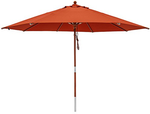 anndora® Sonnenschirm mit Holz Stamm 2 Teile Stammschutz - Gartenschirm 3,5 m rund 350 cm - UV Schutz + Winddach - Farbwahl