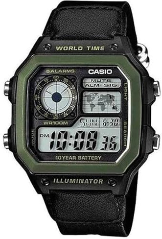 Casio AE-1200WHB-1BVDF AE-1200WHB-1B - Orologio da polso da uomo, cinturino in nylon colore nero