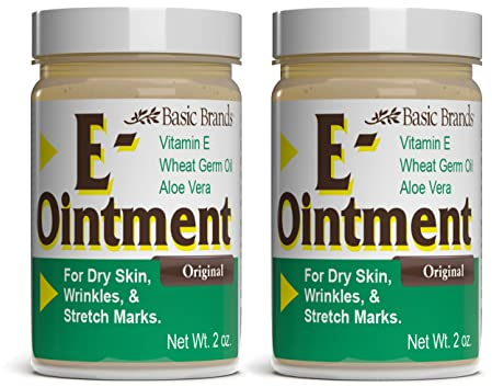 Basic Brands - Vitamin E Ointment - 2oz - Moisture Enhancing - Can Help Reduce Appearance of Scars, Stretch Marks, Fine Lines & Wrinkles - 2-Pack