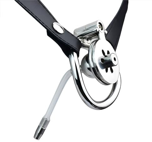 ZRJAENW Peniskäfig aus Metall Keuschheitskäfig Keuschheitskäfig mit Silikonablauf und Riemen, Keuschheitsgürtel für Männer, Keuschheitskäfig aus Metall mit Penisring,189#55mm Ring + Gürtel