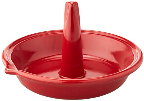 Emile Henry Made In France Flame BBQ Hühnerbräter, 25,4 x 5,1 cm, Burgunderrot, 347550