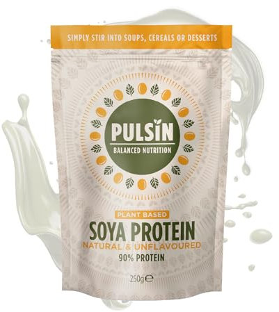 Pulsin - Unflavoured Vegan Soya Protein Powder - 250g - 9g Protein, 0.1g Carbs, 39 Kcals Per Serving - Gluten Free, Plant Based, Palm Oil Free & Dairy Free Protein