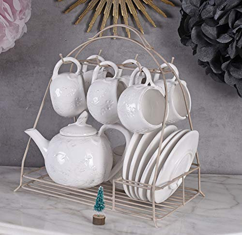 Vintage Servicio de Café 6 Personal Blanca Porcelana Shabby Palazzo Exclusiv