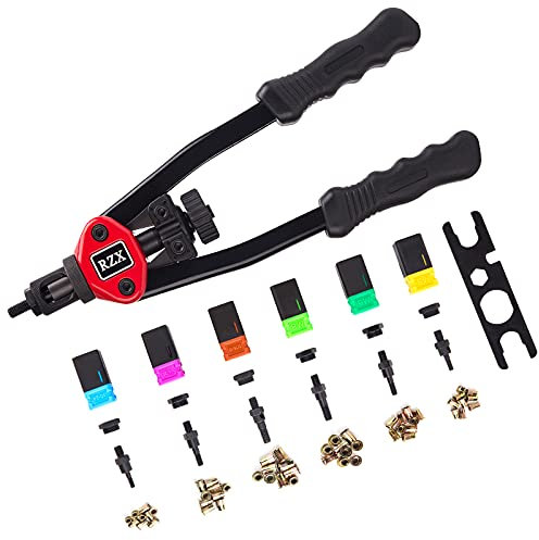 RZX 13 rivet nut tool Nut/thread Hand Riveter blind rivet Kit M5 M6 M8 SAE 10-24, 1/4-20, & 5/16-18 W/ 60pc Rivnuts