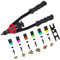 RZX Outil de rivetage et filetage 33 cm , lot de 60 écrous à rivet M5 M6 M8 SAE 10-24, 1/4-20, 5/16-18