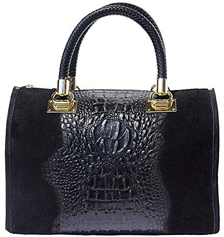 Florence Leather Market Bowling-Tasche mit goldenen Hardware 7002 (Schwarz)