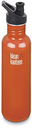 Klean Kanteen Edelstahlflasche mit Sport Cap 800 ml Classic, Flame Orange, 8020031