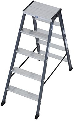 KRAUSE Doppelleiter Sepro D eloxiert, 2 x 5 Stufen, 125828