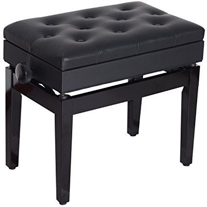 HOMCOM Klavierhocker Klavierbank Klavier Bank Schminkhocker Hocker mit Stauraum höhenverstellbar 54,5 x 33 x 48-58 cm
