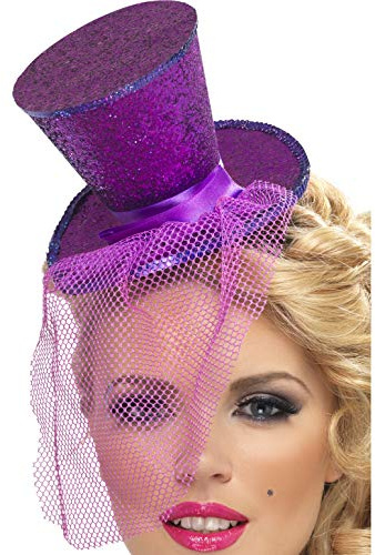 SMIFFYS Mini cilindro sexy su fermacapelli, viola con rete removibile Halloween