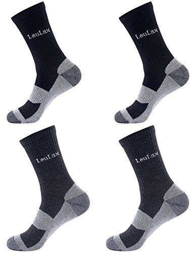 Laulax 4 Pairs Ultra Comfortable Finest Combed Cotton Breathable Reinforced Seamless Toe Work Socks, Luxury Gift Box