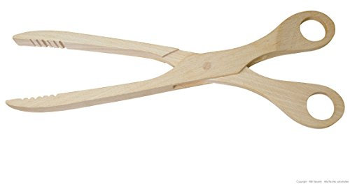 K&K Gurkenzange / Grillzange / Krautzange Typ Schere aus Buchenholz, 27.5 x 7.0 cm