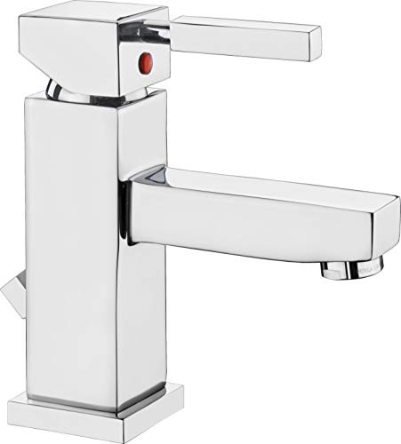 Cornat Waschtisch-Einhebelarmatur Lucera - Verchromter Messingkörper - Normale Auslaufhöhe - Mit Ablaufgarnitur / Wasserhahn fürs Bad / Waschbecken-Armatur / Badarmatur / LUCN1