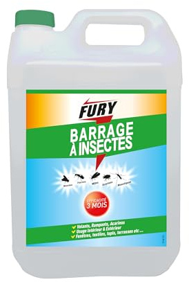FURY - Barrage a insectes - Tous insectes volants et rampants - Surfaces intérieures et extérieures - 3 mois de protection - 5L - Fabrication Française