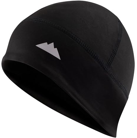 Tough Headwear Thermal Skull Cap - Moisture-Wicking Running Beanie - Wind-Blocking Cycling Cap - 4-Way Stretch Beanie for Men - Black