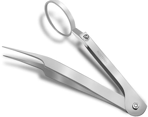 Zeckenpinzette mit Lupe Zeckenzange Zeckenentferner Zeckengreifer 13,4 cm | Zeckenhaken zum Entfernen von Zecken und Fremdkörpern bei Tieren
