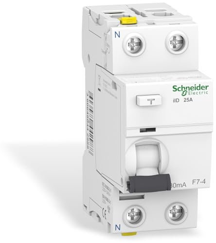 Schneider A9Z21225 Disjoncteur différentiel iID, 2P, 25A, 30mA Type A, Blanc