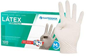 CuatroGasa 100 Guantes de látex no estéril con polvo t. mediana