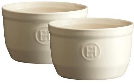 Emile Henry Eh024010 Le N°10 Set de 2 Ramequins Céramique Beige Argile 10,5 X 10,5 X 6 cm