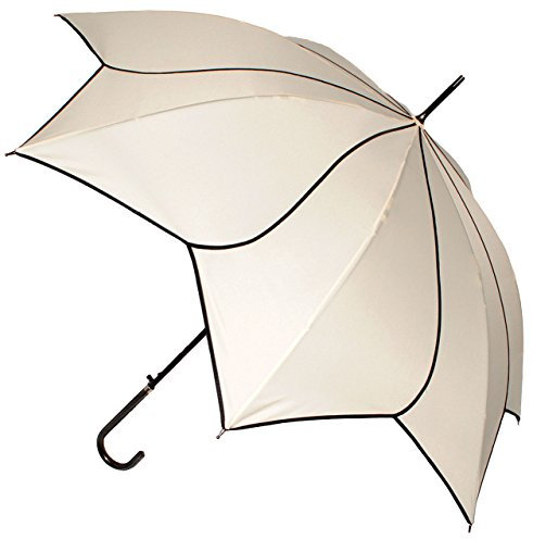 alles-meine.de GmbH XL Regenschirm - AUTOMATIK - 3-D Effekt Blume & Blüte/Wirbel - beige/Creme/Ecru - ø 108 cm - Schirm - Stockschirm für - Damen - Herren/Erwachsen..