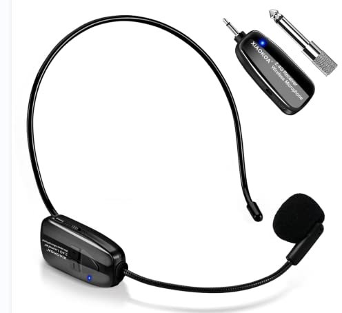 XIAOKOA 2.4G micrófono inalámbrico, la transmisión inalámbrica estable 40m,auriculares y de mano 2 en 1,para el amplificador de voz, altavoces