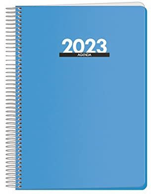 Agenda Anual 2023- Organizador Semanal - Cada Día Una Página - Tamaño Mediano 15 x 21 cm - Modelo Metrópoli - Color Azul - Planificador Mensual Portable - De Anillas - Dohe