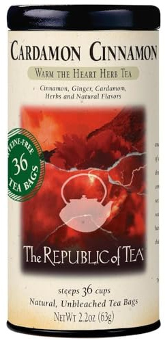 The Republic of Tea - Cardamon Cinnamon Herbal Tea, 36 Tea Bag Tin, Naturally Caffeine-Free