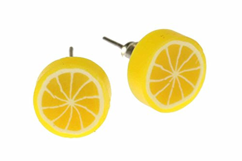 Miniblings Zitrone Ohrstecker Ohrringe Zitronen Frucht Obst gelb rund | Ohrschmuck, sorgfältig in Berlin gefertigt, ein Fundstück für Sammler