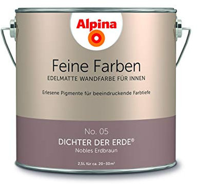 Alpina Feine Farben – 05 Dichter der Erde® – edelmatte Innenfarbe - Wandfarben für einzigartige Farbwirkungen und Raumstimmungen – Nobles Erdbraun – 2,5 Liter