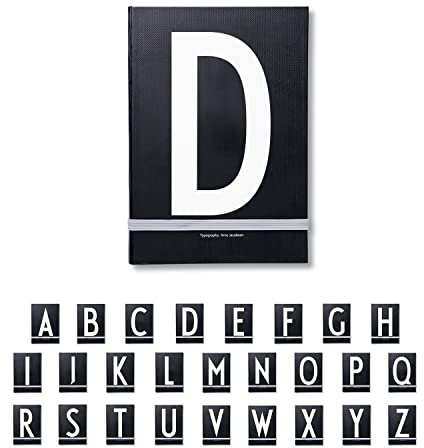 Design Letters Buchstaben Notizbuch A5 A-Z Schwarz | Nutzen Sie das unlinierte Notizbuch als Bullet Journal, 2024 Planer | Notizbuch A5 mit elastischem Verschlussband | 146 nummerierte Seiten
