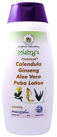 Mistry's Potenised Calendula Ginseng Aloe Vera Paba Lotion 200ml - Multi-Purpose Moisturising After Sun lotion - Ideal For Eczema and Rashes - Additive Free, Vegan,