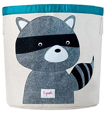 3 Sprouts Korb Kinderzimmer - Spielzeugkorb für Spielzeug Aufbewahrung, Wäschekorb Kinder - Aufbewahrungskorb Spielzeug, Korb für Kinderzimmer, Aufbewahrungskorb Kinder - Waschbär