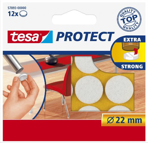 tesa Protect Filzgleiter, rund, Ø22mm, weiß, 12 Stück