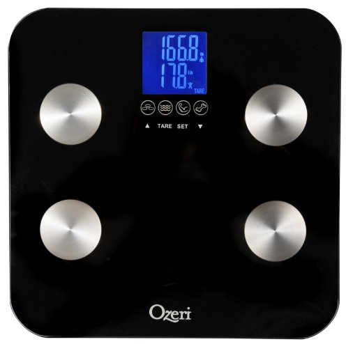 Ozeri Touch (440 lbs / 200 kg) Total Body Bath Scale – Measures Weight, Fat, Muscle, Bone & Hydration with Auto Recognition and Infant Tare Technology
