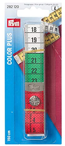 Prym 282120 Maßband Color Plus mit Knopf 150 cm/cm, Poly-Fiber-Gewebe, gelb, farbige Dezimeter-Zonen
