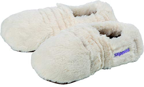 Warmies Tofflor Deluxe gräddfärgade plyschtofflor storlek M (36-40) med avtagbar fyllning