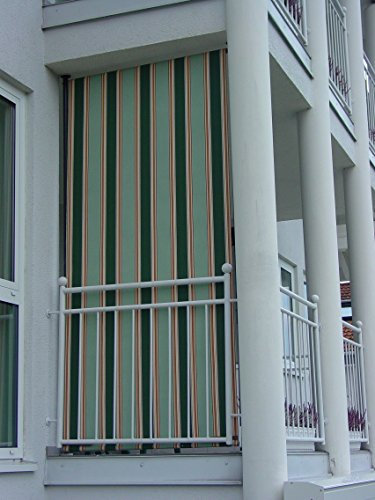 Angerer Balkonsichtschutz, Senkrechtmarkise mit Handkurbel, Terrasse/Balkon, Montage ohne Bohren, Made in Germany, hochwertiger Stoff, UV-beständig, höhenverstellbar, wasserabweisend, 120 cm Grün