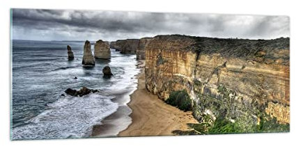 Panorama Bilder auf Glas 100x40cm Glasbild Strand Ozean Landschaft Groß Wanddeko Bild im Glas Schlafzimmer Küche Wandbilder Dekoration Wohnzimmer Modern Wall Decor Wand Kunstdruck Art GAB100x40-0141