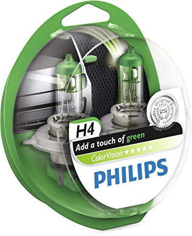 Philips 36787428 ColorVision Scheinwerferlampe H4 2-er Kit, grün