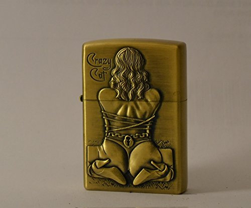 Accendino a benzina antivento KANTAI donna in rilievo Crazy Cat