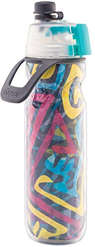 O2COOL Mist 'N Sip Misting Water Bottle 2-in-1 Mist and Sip Function with No Leak Pull Top Spout Reusable Sports Water Bottle - 20 oz (Artist)