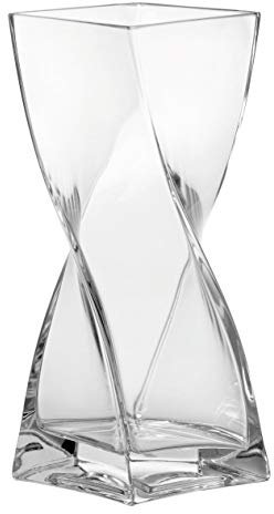 Leonardo Volare Vase, geschwungene dynamisch geformte Blumenwase mit massivem Eisboden, handgefertigtes Klarglas, Höhe 25 cm, 1200 ml, 014101