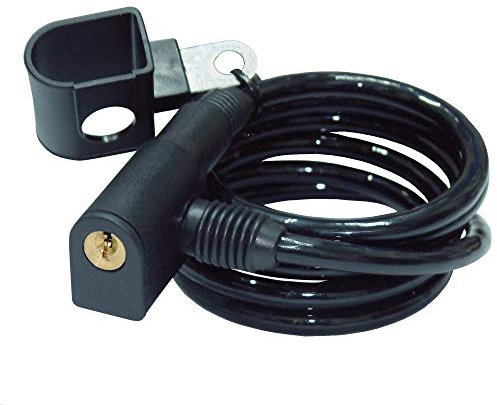URBAN 450 Lucchetto per bicicletta, cavo in acciaio intrecciato flessibile resistente, 150 cm, staffa di trasporto. Ideale per bicicletta, scooter elettrico, casco e multiuso, Nero