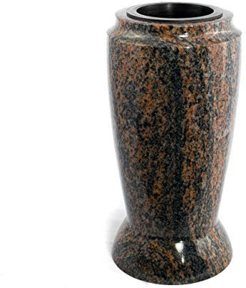 Afterglow Vase funéraire en granit véritable, Gneis Barap Halmstad, hauteur : 23 cm, diamètre : 12 cm, résistant aux intempéries et au gel, avec insert en plastique