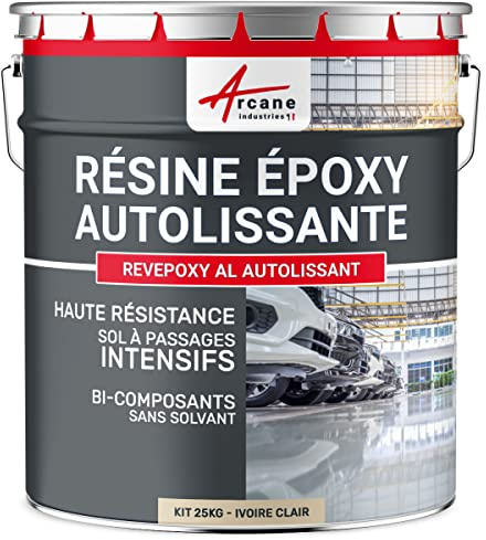 Resina Epossidica Pavimento Autolivellante 25 kg Avorio Chiaro - RAL 1015 | Per Pavimenti in Piastrelle e Calcestruzzo a Traffico Intenso, Elevata Resistenza Chimica e Meccanica - Arcane Industries