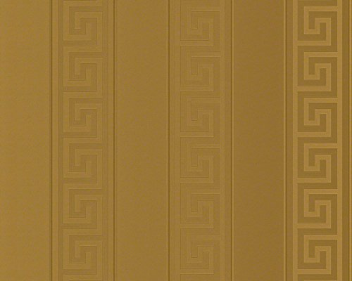 Papier peint Versace Papier Peint À Rayures Greek Papier peint intissé 10.05 m x 0.70 m Or Made in Germany 935242 93524-2