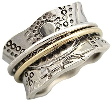 Energy Stone SONNENANBETUNG Meditationsring aus Sterlingsilber mit Drehring (Style UK14)