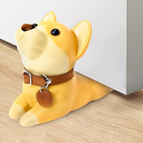 DomeStar Türstopper mit niedlichem Hund, Shiba Inu, dekorativer Tier-Türstopper, Keil, Gelb